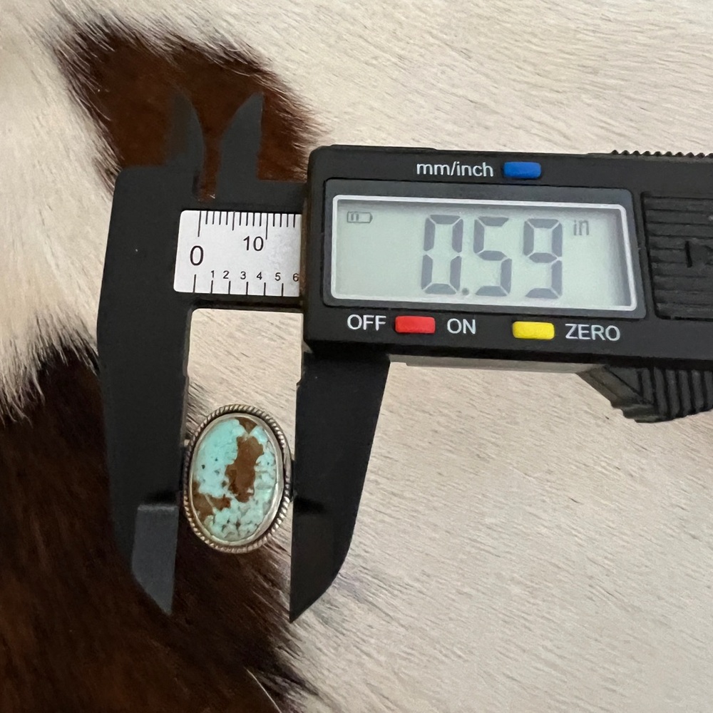❤️ #8 Turquoise Navajo Style Hand Stamped Decorative 5mm Band Ring Size 9 Unisex - Picture 13 of 14